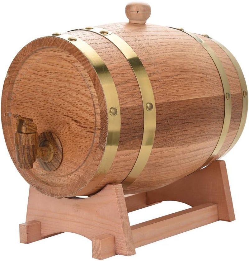 Keenso Vintage Wood Oak Wine Dispenser, 3L Capacity, Spirits Storage Barrel - Image 1